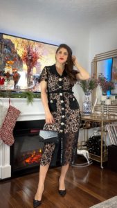 Holiday Party Outfits by Fashion Blogger Laura Lily, black lace self portrait dress,